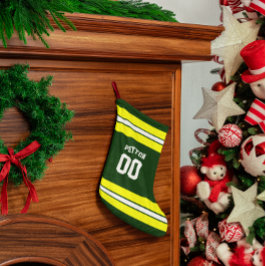 Meia De Natal Pequena Equipe de futebol verde e amarelo personalizada