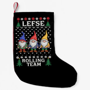 Meia De Natal Pequena Equipe de Rolagem de Lefse Gnome de Natal Assando 