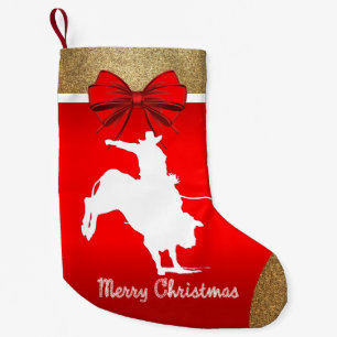 Meia De Natal Pequena Equitação ocidental de Bull do vaqueiro do rodei