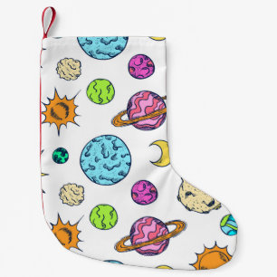 Meia De Natal Pequena Espaços Doodles Fundo Cósmico