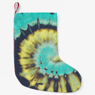 Meia De Natal Pequena Espiral Teal: Textura Grunge Hippie.