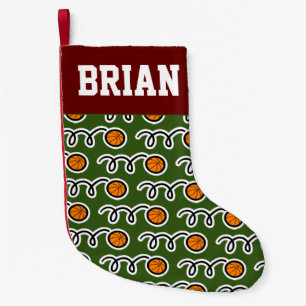 Meia De Natal Pequena Esportes de basquete de nome de criança personali