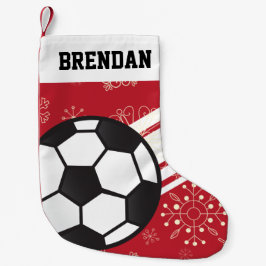 Meia De Natal Pequena Esportes Personalizados Stripes Soccer Vermelho