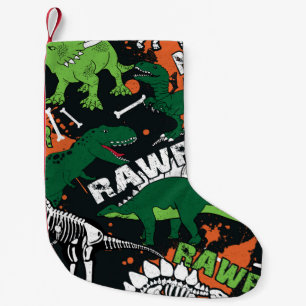 Meia De Natal Pequena Esqueleto de dinossauro, padrão perfeito.