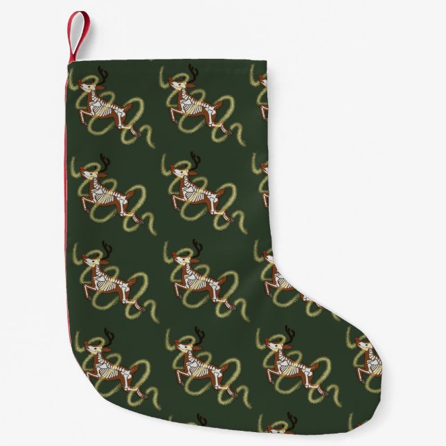Meia De Natal Pequena Esqueleto de Rena (Frente)