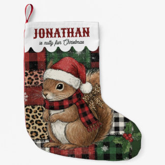 Meia De Natal Pequena Esquilo Cute Crianças Crianças Nome Personalizado 