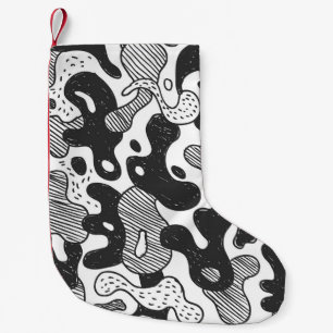 Meia De Natal Pequena Estilo Preto da Camuflagem de abstrato Doodle