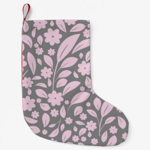 Meia De Natal Pequena Estilos de vindima sem costura com flores rosa e f