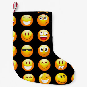 Meia De Natal Pequena estocagem de natal de emojis xmas preto