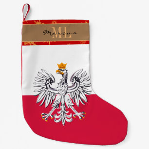Meia De Natal Pequena Estocagem de pavilhão polonês, Polônia, monograma,