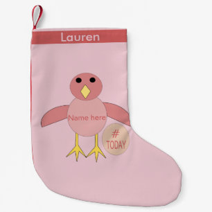 Meia De Natal Pequena Estocagem de Pintinho de Rapariga Rosa Personaliza