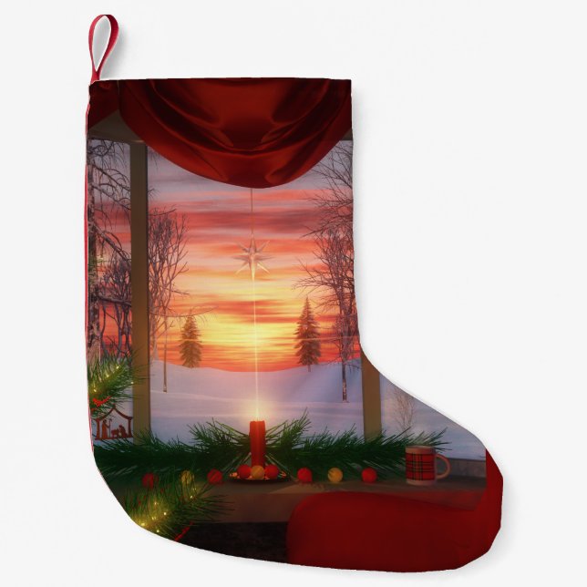 Meia De Natal Pequena Estojo de Natal da Aurora dos Dias (Frente)