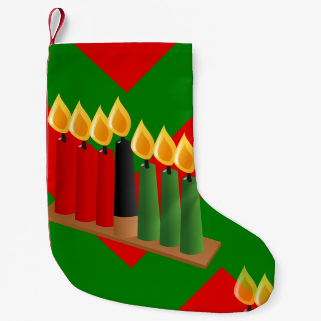 Meia De Natal Pequena estoque de natal chevron kwanzaa xmas (Frente)