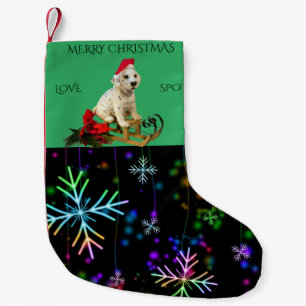 Meia De Natal Pequena Estoque de natal de cão com nome personalizado.