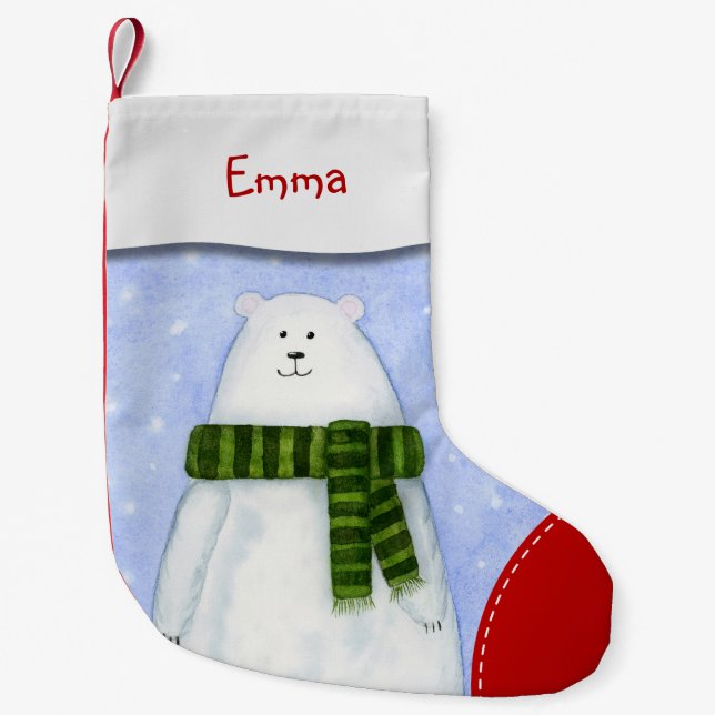 Meia De Natal Pequena Estoque de Natal de Criança Personalizada (Frente)