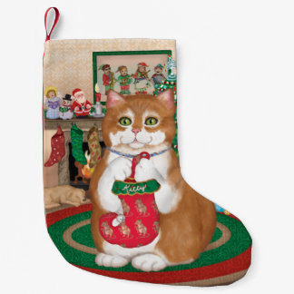 Meia De Natal Pequena Estoque de Natal do gatinho