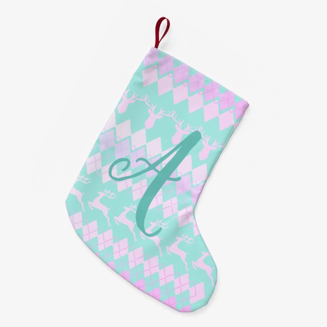 Meia De Natal Pequena Estoque de Natal Personalizado (Frente (Pendurada))