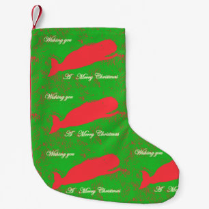 Meia De Natal Pequena estoque vermelho do Feliz Natal das baleias