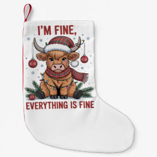 Meia De Natal Pequena Estou Bem Tudo está Bem Natal Vaca das Terras Alta