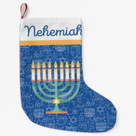 Meia De Natal Pequena Estrela Cherish Hanukkah de David Hanukkah Blue Wh