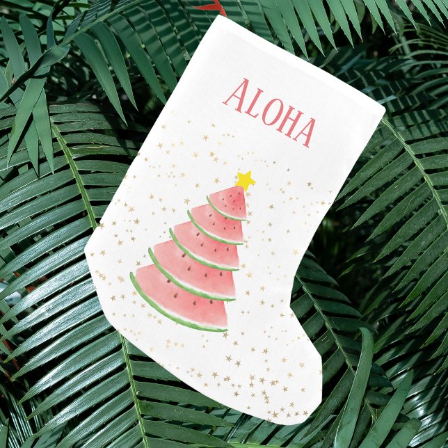 Meia De Natal Pequena Estrelas Douradas da Fruta tropical Aloha (Criador carregado)