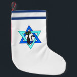 Meia De Natal Pequena Estrelas judaicas do gato<br><div class="desc">Estrela judaica e gato adorável que desejam lhe feriados judaicos felizes.</div>