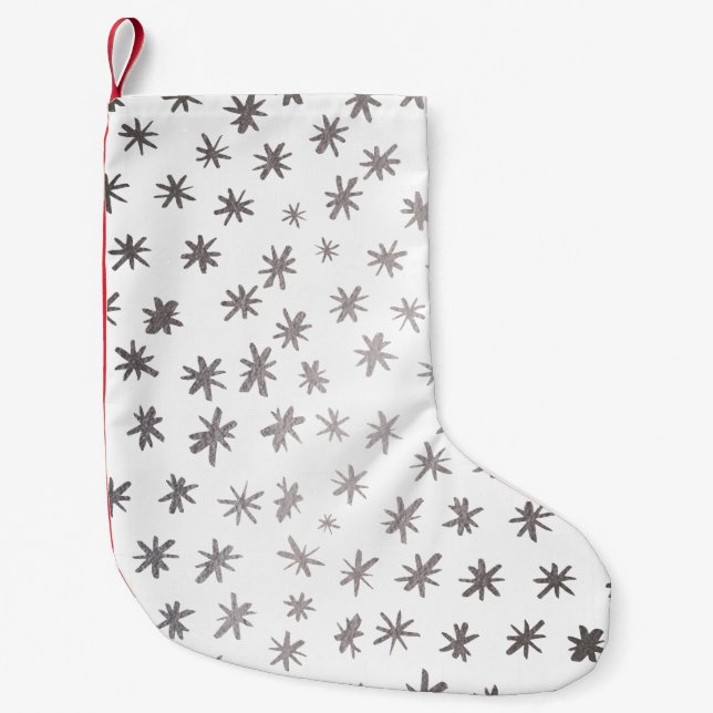 Meia De Natal Pequena Estrelas metálicas - prata (Frente)