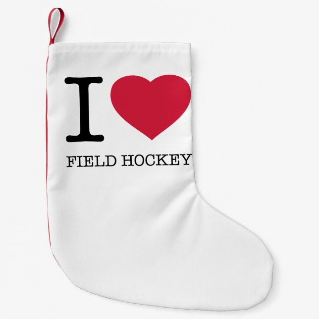MEIA DE NATAL PEQUENA EU AMO CAMPO HOCKEY (Frente)