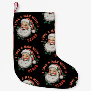 Meia De Natal Pequena Eu Amo Um Homem Com Uma Barba Papai Noel Natal