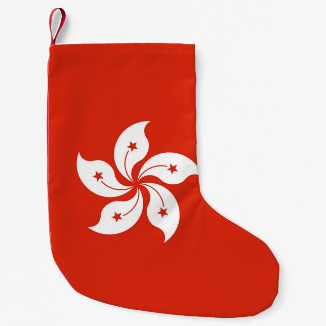 Meia De Natal Pequena Existências de Natal com Bandeira de Hong Kong (Frente)