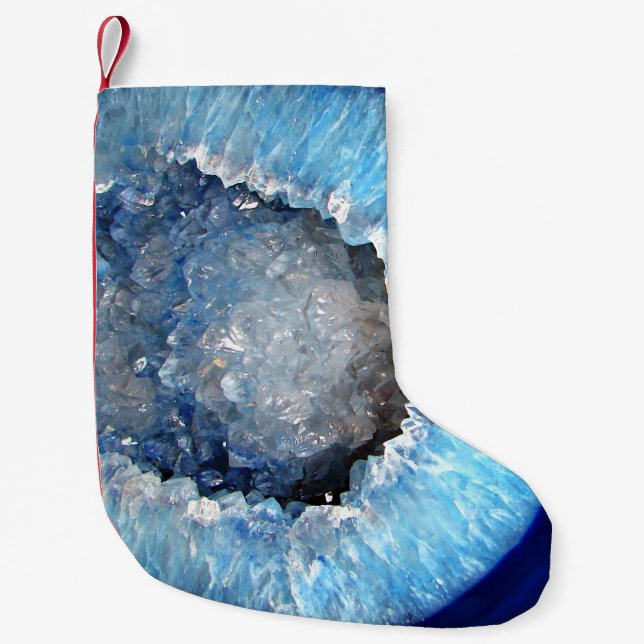 Meia De Natal Pequena Falln Blue Crystal Geode (Frente)