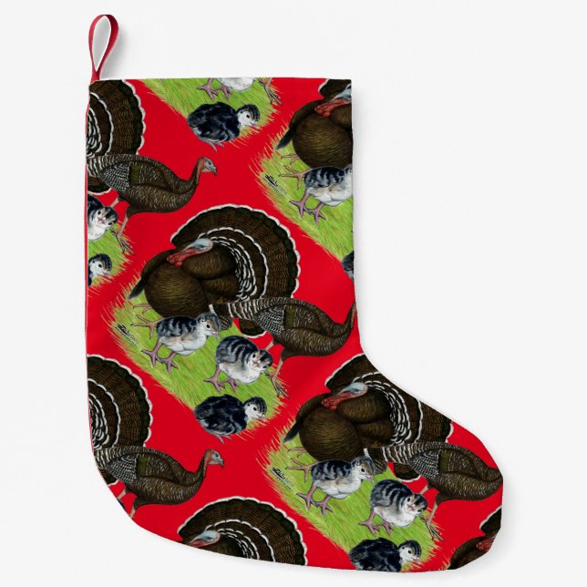 Meia De Natal Pequena Família de Bronze Padrão da Turquia (Frente)