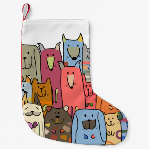 Meia De Natal Pequena Família de cães engraçados, padrão sem costura