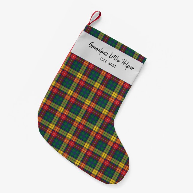 Meia De Natal Pequena Família de Verificação de Clã Buchanan Tartan de X (Frente (Pendurada))