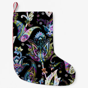 Meia De Natal Pequena Fantasy Floral Paisley: Ornament Sem Semente