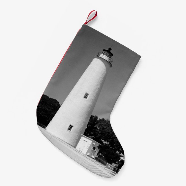 Meia De Natal Pequena Farol Ocracoke (Frente (Pendurada))