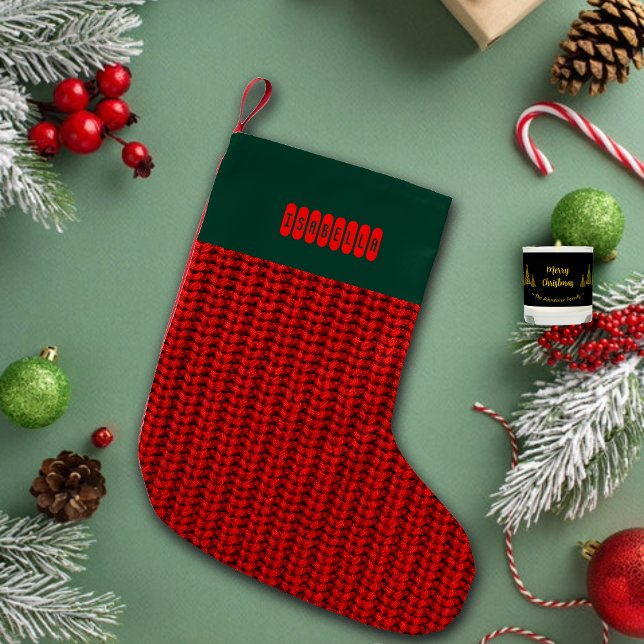 Meia De Natal Pequena Faux Sweater Knit Custom Name  (Criador carregado)