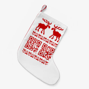 Meia De Natal Pequena Feliz ano novo de código QR do Sweater de Natal Fe
