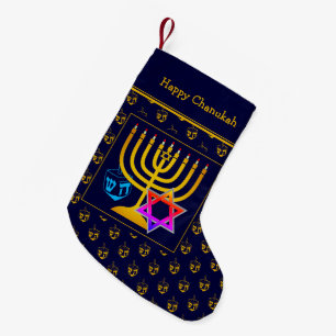 Meia De Natal Pequena FELIZ CHANUKAH  Dreidel  Menorah  Estrela de David