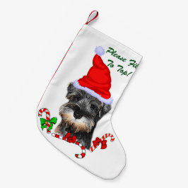 Meia De Natal Pequena Feliz de Natal Miniature Schnauzer