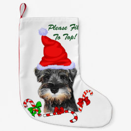 Meia De Natal Pequena Feliz de Natal Miniature Schnauzer