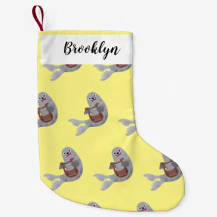 Meia De Natal Pequena Feliz desenho animado do selo harp