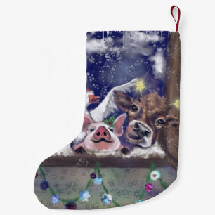 Meia De Natal Pequena Feliz Fazenda Engraçado Natal Stocks