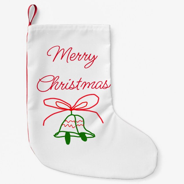 Meia De Natal Pequena Feliz Natal arco verde-jingle na moda (Frente)