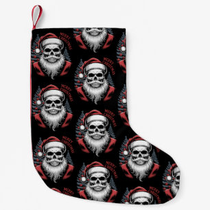 Meia De Natal Pequena Feliz Natal Caveira Chapéu do Papai Noel Barba Gót