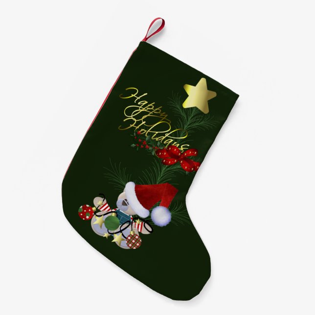 Meia De Natal Pequena Feliz Natal de Férias (Frente (Pendurada))