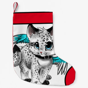 Meia De Natal Pequena Feliz Natal de Gato Branco