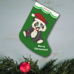 Meia De Natal Pequena Feliz Natal do urso de panda personalizado