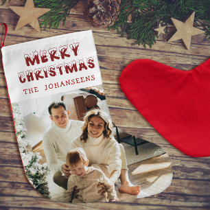 Meia De Natal Pequena Feliz Natal Família Moderna Presente de Foto Verme