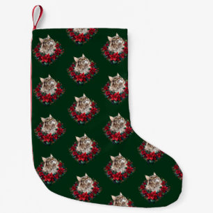Meia De Natal Pequena Feliz Natal Gato Maine Coon